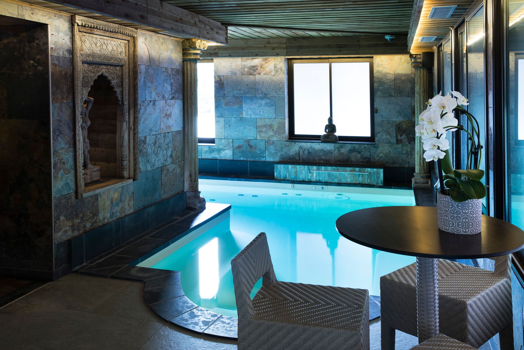 piscine, sauna et hammam privatif à réserver dans notre hôtel-spa-restaurant et bénéficier d'un moment de bien-être en Normandie